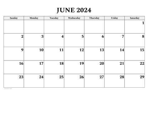 June 2024 Calendar Overview