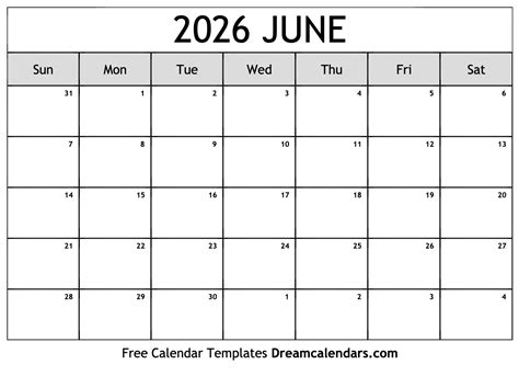 June 2026 Calendar Image 1