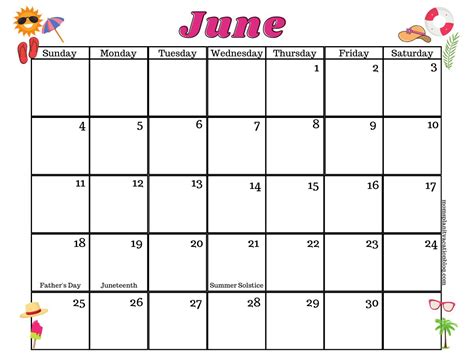 June Calendar Examples Image