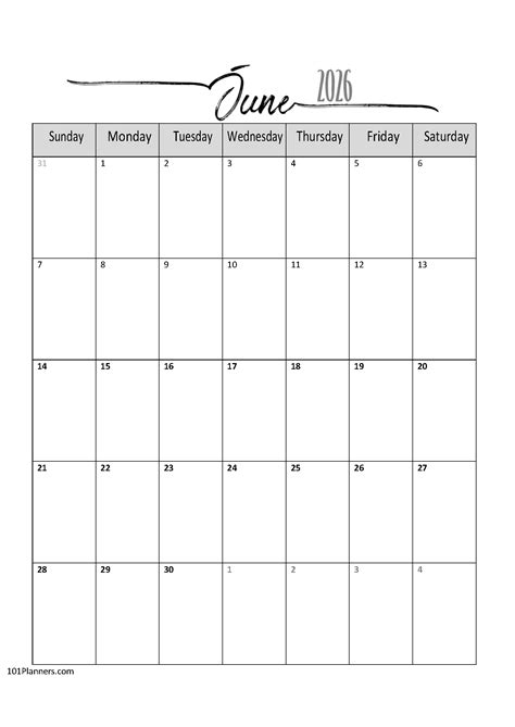 June Calendar Print App