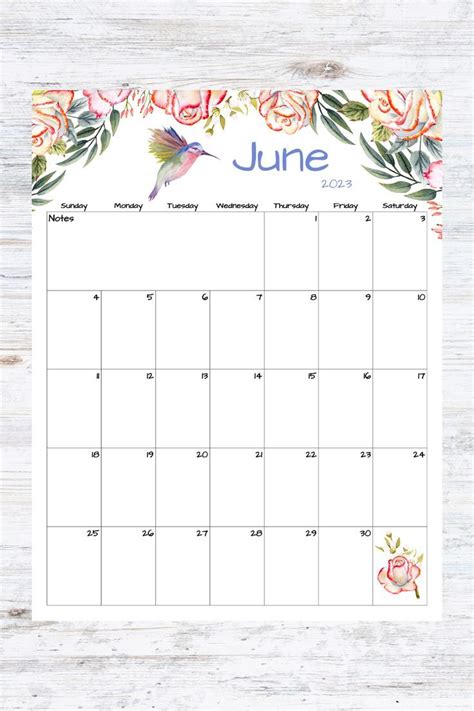 June Calendar Print Ideas