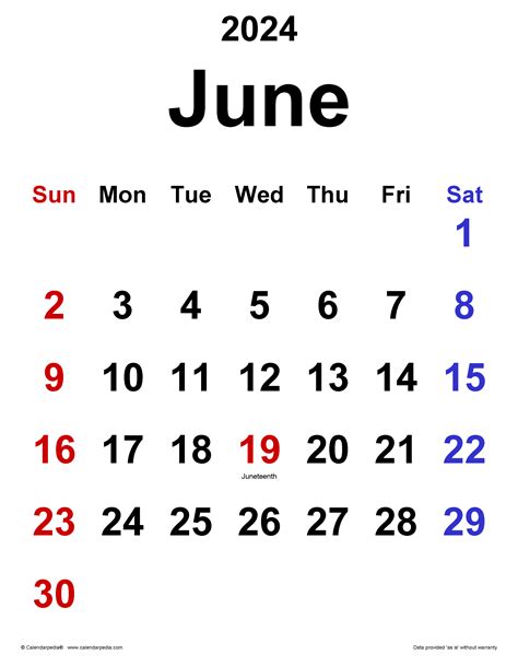 June July Calendar Dates