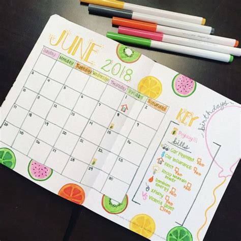 June July Calendar Ideas