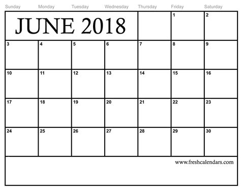 June Printable Calendar Template