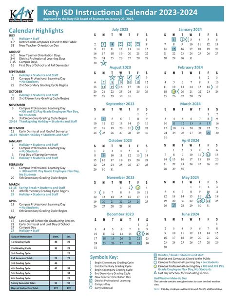 Katy ISD Calendar Communication