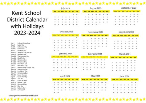 Kent School District Calendar Image 10