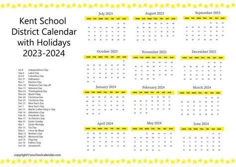 Kent School District Calendar Image 6