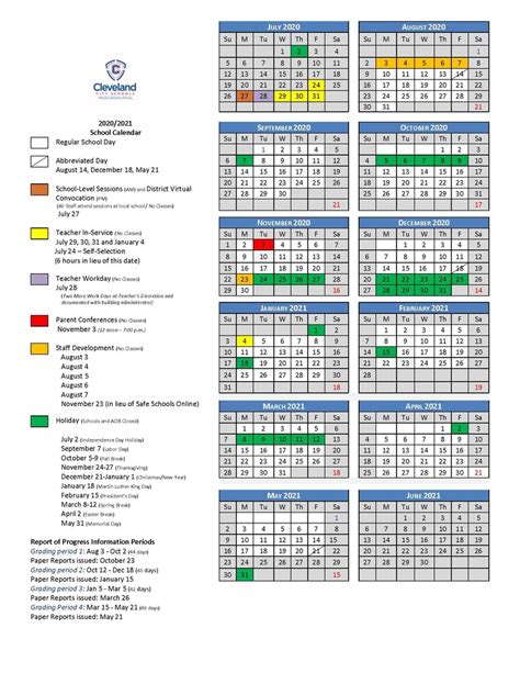 Key Features of Cleveland Metro School District Calendar