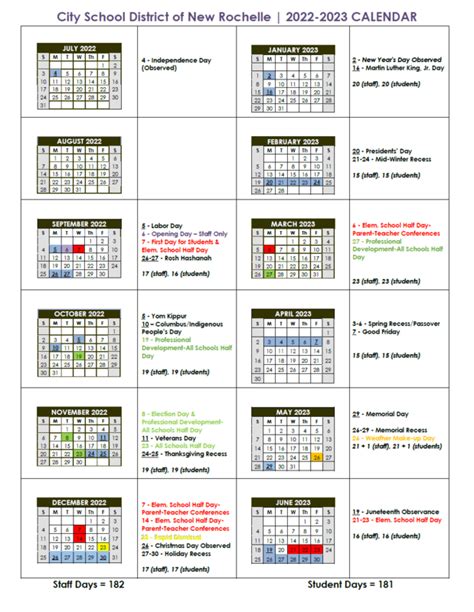 Key Features of the New York Schools Calendar