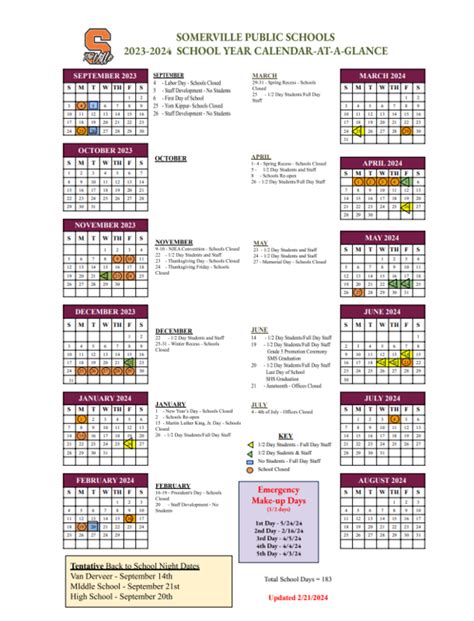 Key Features of the Somerville School Calendar 2025