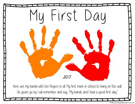 Kindergarten first day printable ideas