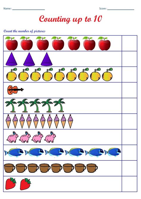 Counting kindergarten math printables