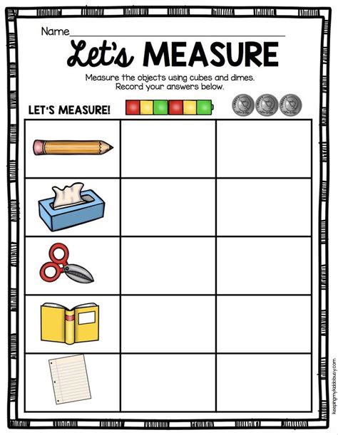 Measurement kindergarten math printables