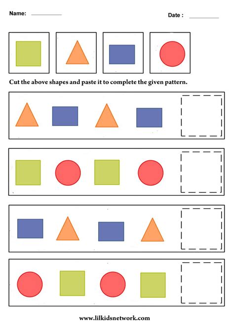 Patterns kindergarten math printables