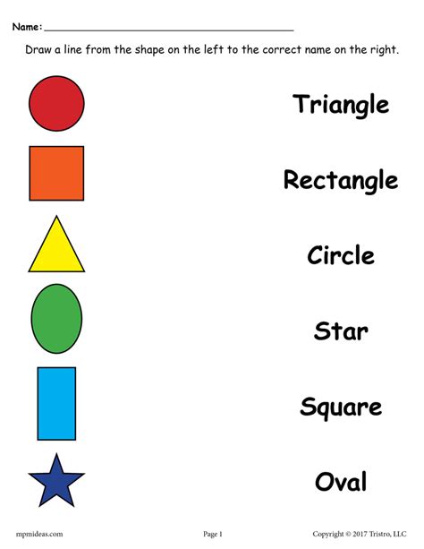 Shapes kindergarten math printables