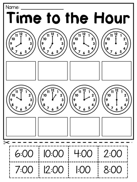 Time kindergarten math printables