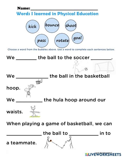 Kindergarten Physical Education Worksheets