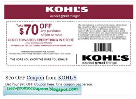 Kohl's Printable Coupon Codes