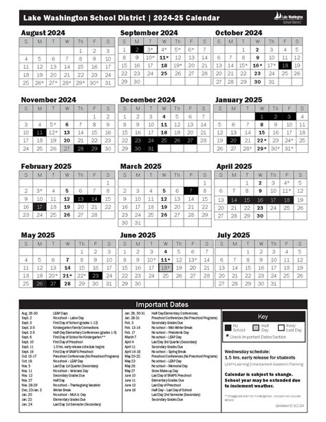 Lake Washington School District Calendar Image 10