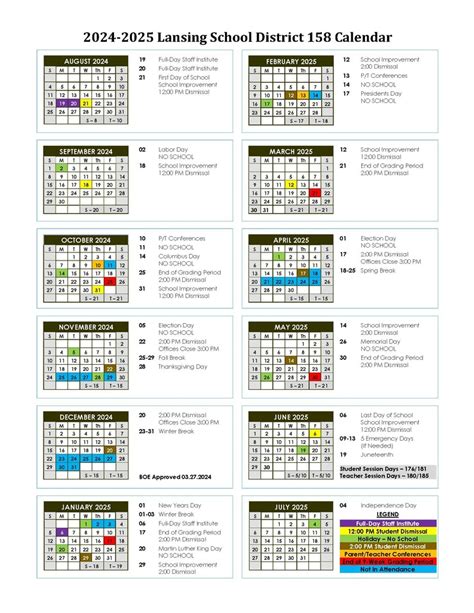 Lansing School Calendar Image 1