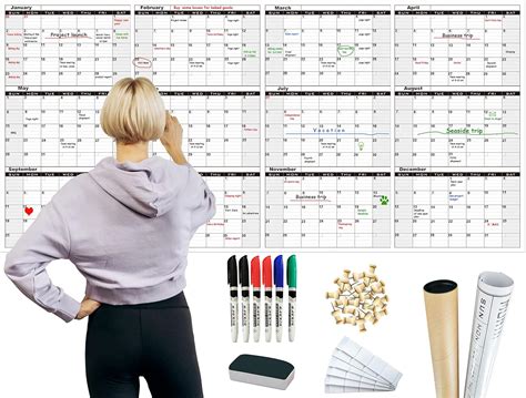 Large Dry Erase Wall Calendar for Family Planning