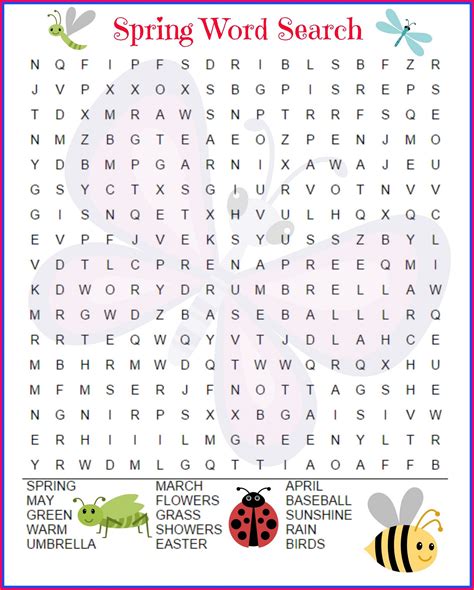 Large Print Word Search Printables for Kids