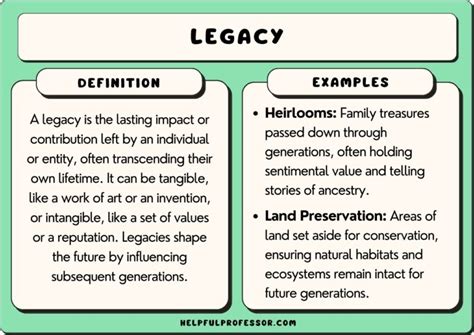 Lasting Legacy Examples