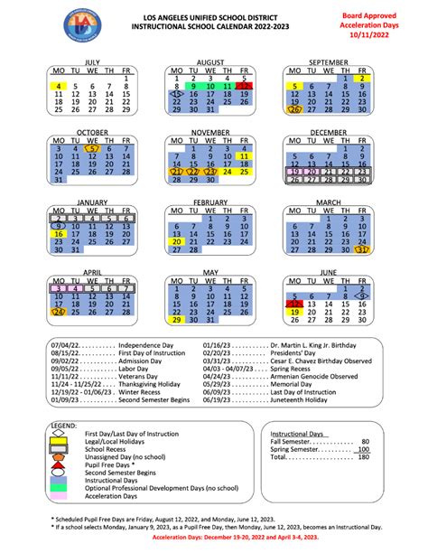 LAUSD Calendar Breaks