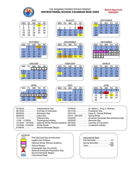 LAUSD School Calendar App