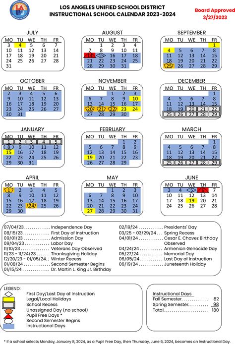 LAUSD School Calendar Digital