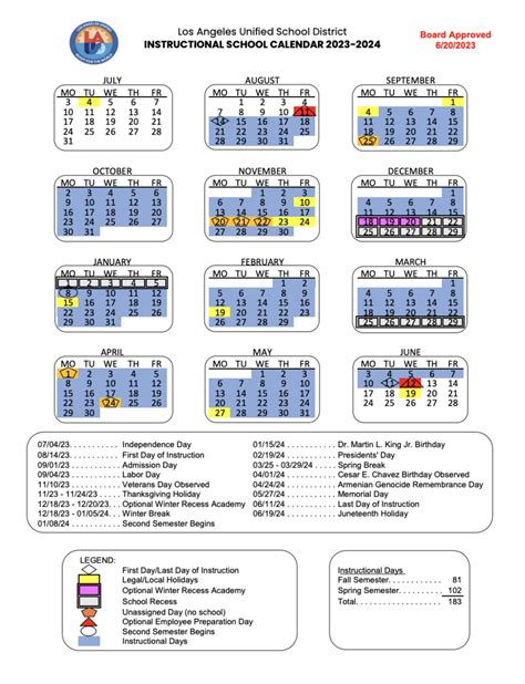 LAUSD School Calendar Resources