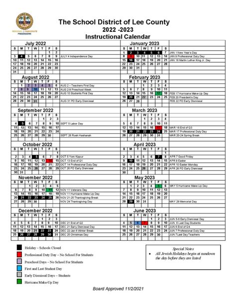 Lee County Schools Calendars Image 1