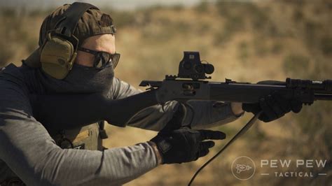 Left-handed shooter in a shooting range