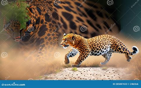 Leopard chasing prey