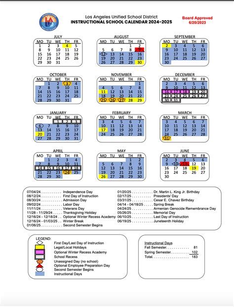 Leusd School Calendar Overview