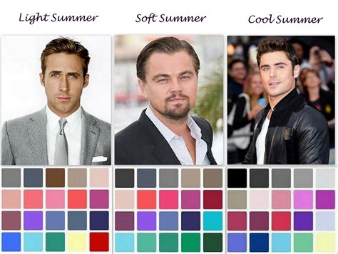 Light summer color palette for men