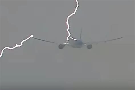 A plane with a lightning strike damage on its wing