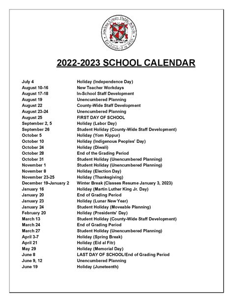 Loudoun County Schools Calendar Image 1