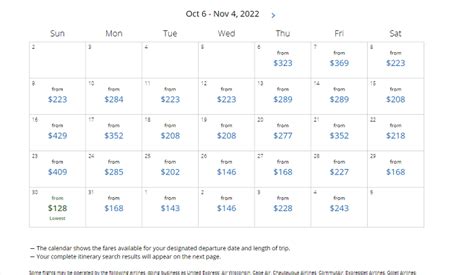 Low Fare Calendar Tools