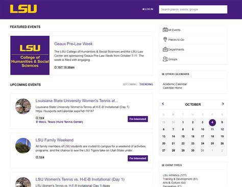 LSU Calendar Overview