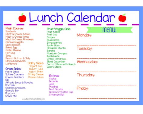 Lunch Calendar Tips