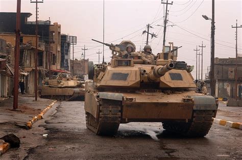 M1 Abrams tank in city