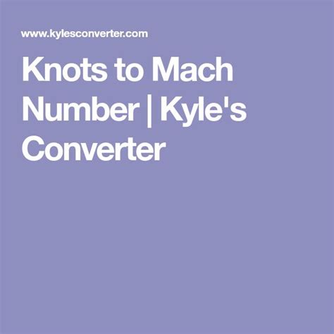 Mach Number to Knots Converter