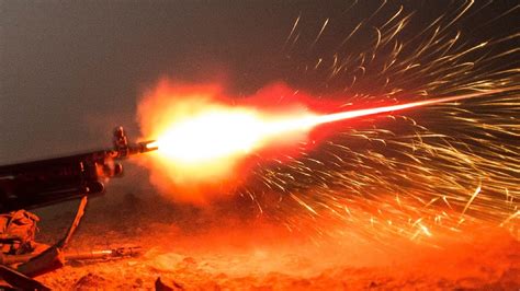 Machine guns firing during a battle