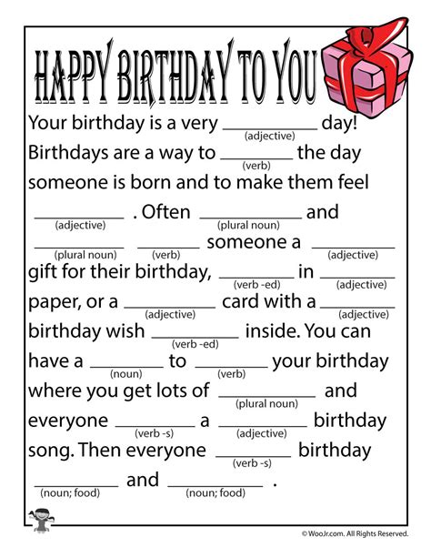 Mad Libs for Birthdays