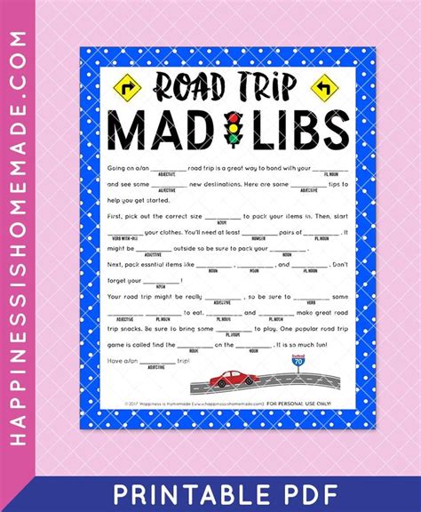 Mad Libs for Road Trips