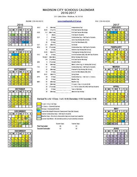 Madison City Schools Alabama Calendar Image 3