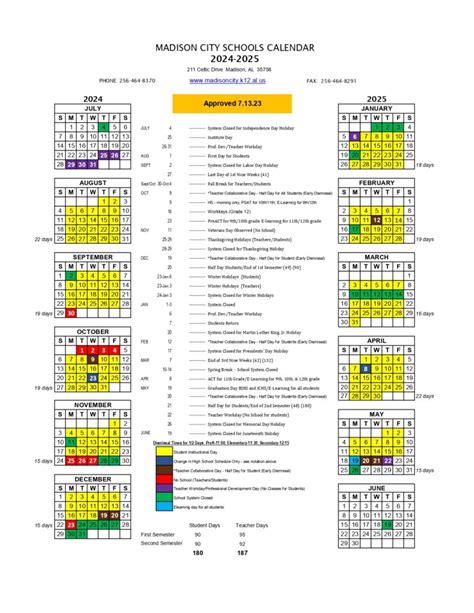 Madison City Schools Calendar Benefits