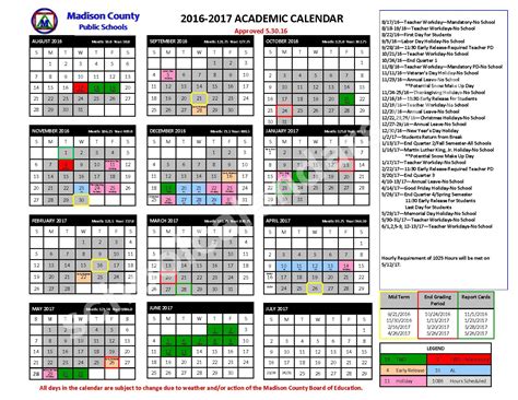 Madison County Schools Calendar Overview