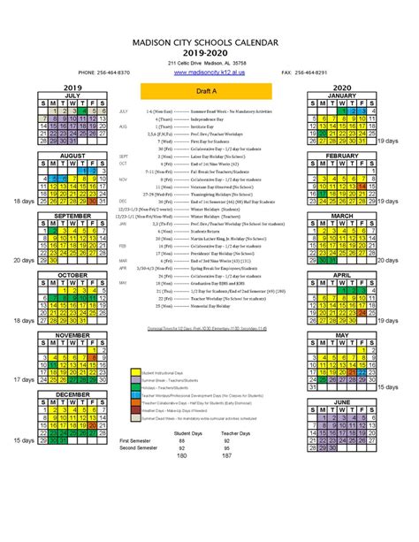 Madison County Schools Calendar Image 1